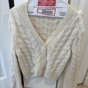 Loveshack Fancy Cable Knit Cream Sweater